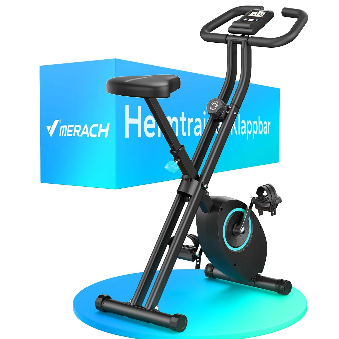MERACH Bicicleta Estática Plegable con Pantalla LCD