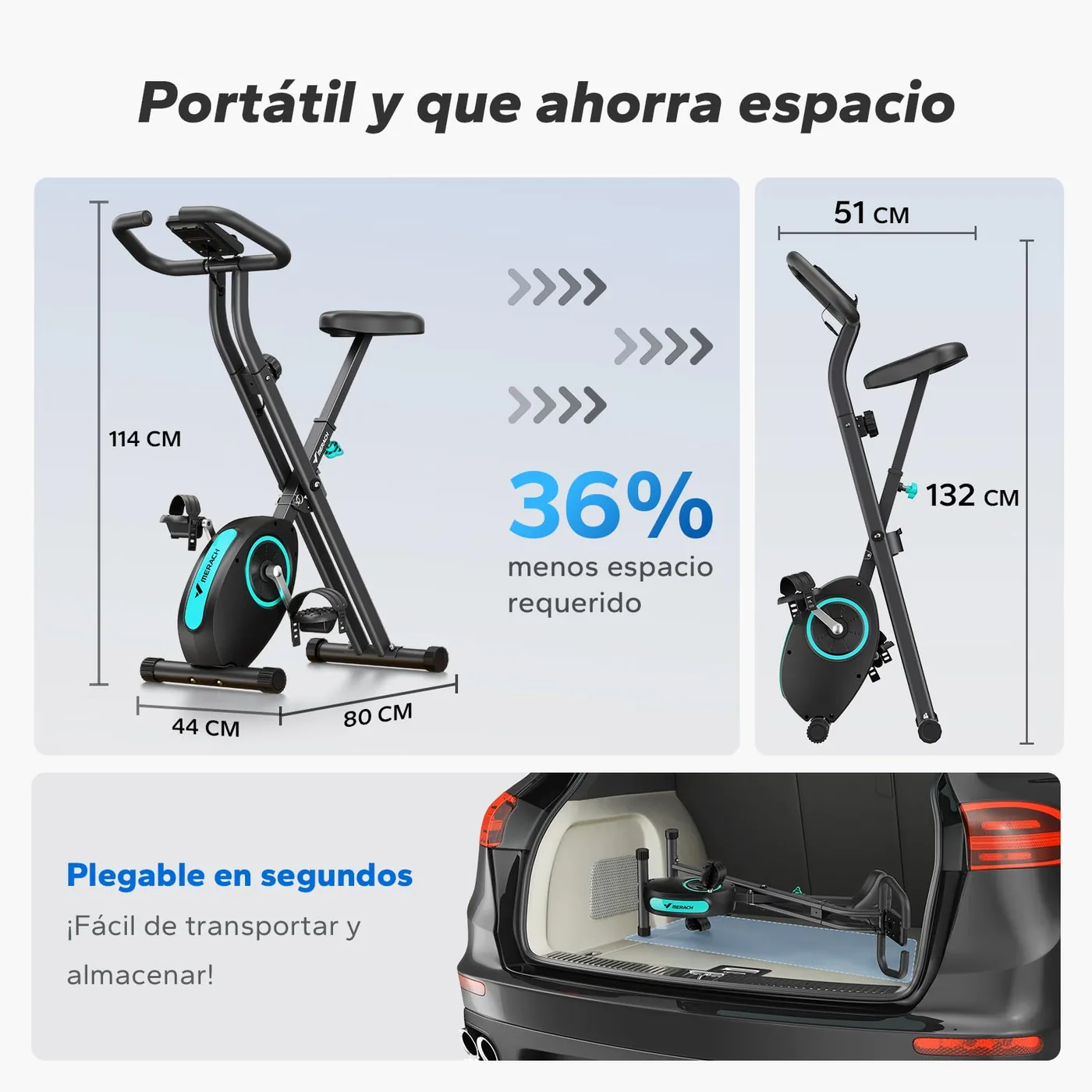 MERACH Bicicleta Estática Plegable con Pantalla LCD, imagen 6