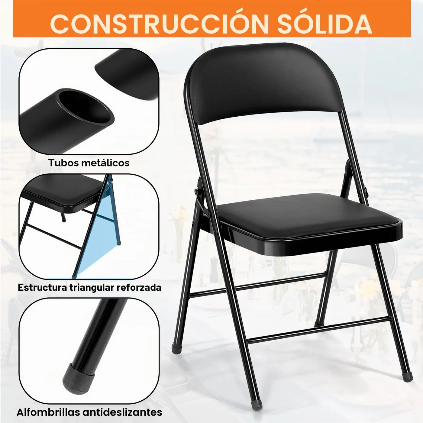 Set de 6 Sillas Plegables de Comedor y Jardín, imagen 4