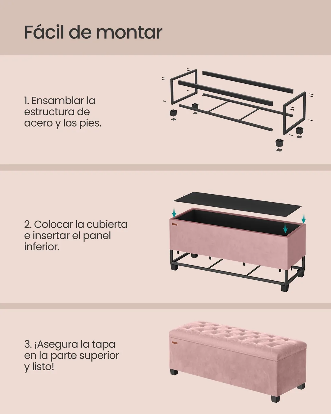 SONGMICS Banco Baúl con Almacenaje 110 cm, imagen 6