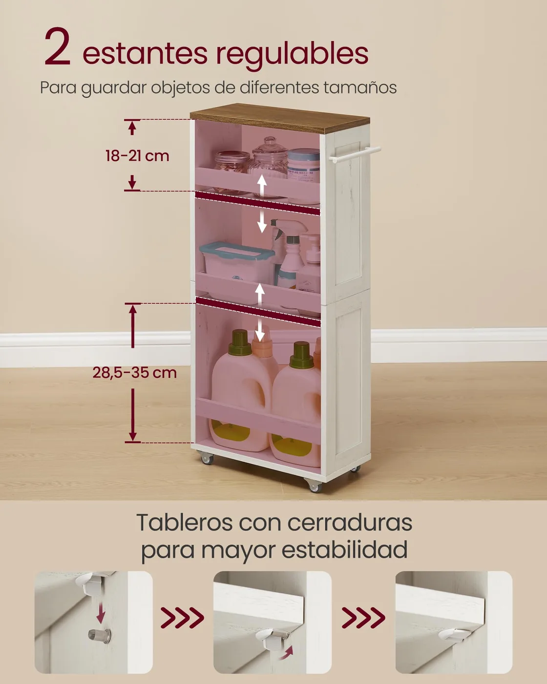 VASAGLE Carrito de Almacenaje Delgado de 4 Niveles, imagen 3