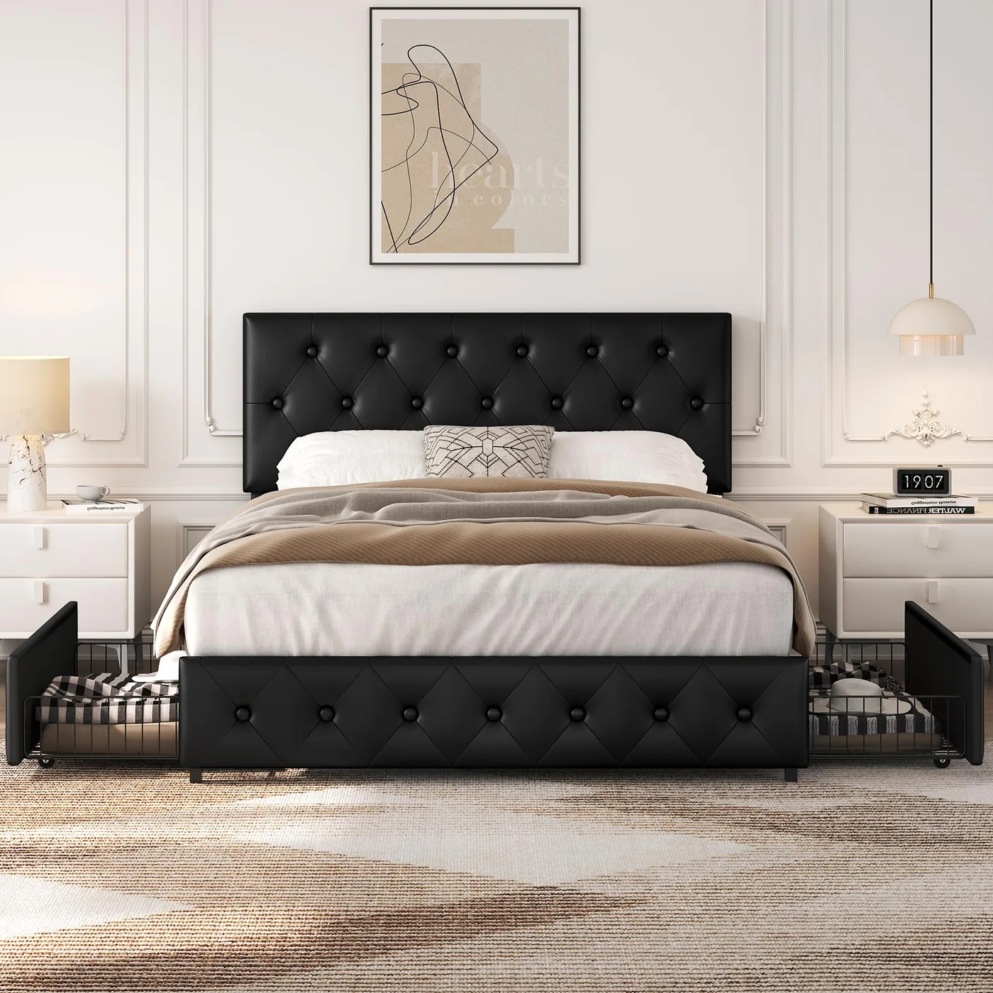 Yaheetech Cama con 4 Cajones 140 × 200 cm