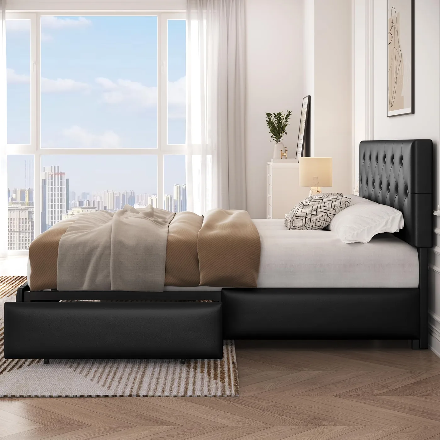 Yaheetech Cama con 4 Cajones 140 × 200 cm, imagen 3