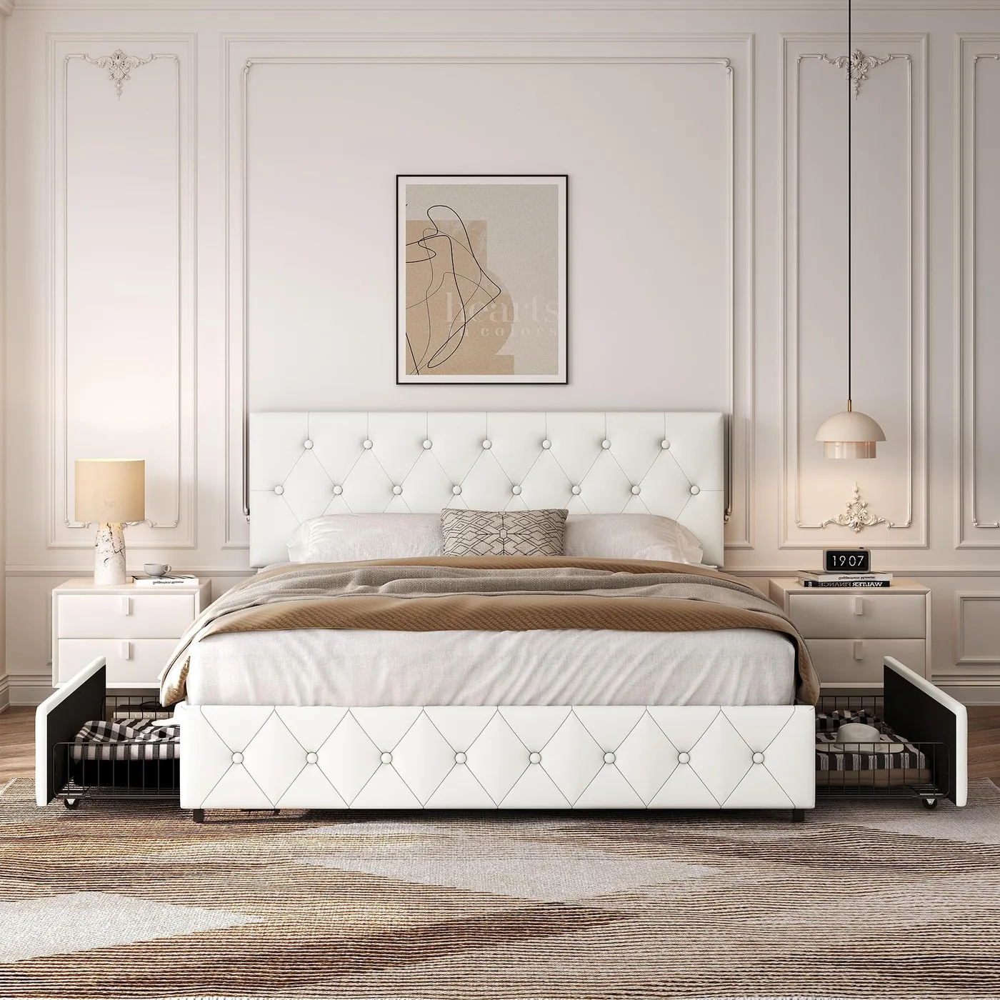 Yaheetech Cama Acolchada con Almacenaje 160 × 200 cm